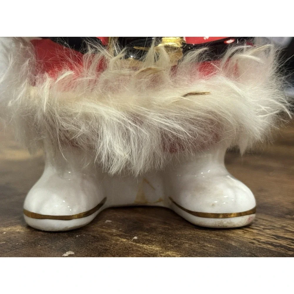 Santa Ceramic Bank 1959 Napco Bedford Ohio Vintage Made Japan Faux Fur Accent - Picture 13 of 15